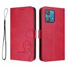 For Motorola Edge 40 Neo Litter Panda Embossing RFID Leather Phone Case with Lanyard(Rose Red) - 2