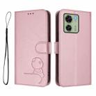 For Motorola Edge 40 Litter Panda Embossing RFID Leather Phone Case with Lanyard(Pink) - 2