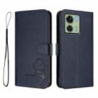 For Motorola Edge 40 Litter Panda Embossing RFID Leather Phone Case with Lanyard(Blue) - 2