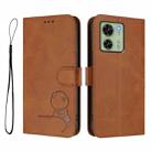 For Motorola Edge 40 Litter Panda Embossing RFID Leather Phone Case with Lanyard(Brown) - 2