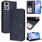 For Motorola Moto E14 / G04 / G04s / G24 Litter Panda Embossing RFID Leather Phone Case with Lanyard(Blue) - 1