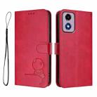 For Motorola Moto E14 / G04 / G04s / G24 Litter Panda Embossing RFID Leather Phone Case with Lanyard(Rose Red) - 2