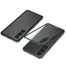 For Sony Xperia 1 VI Snap Buckle Metal Frame Frosted Phone Case(Green) - 1