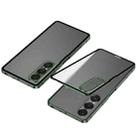 For Sony Xperia 1 VII Snap Buckle Metal Frame Frosted Phone Case(Green) - 1