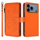 For iPhone 17 Pro Max Butterfly Love Flower Multi-card Zipper Wallet Leather Phone Case(Orange) - 2