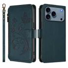 For iPhone 17 Pro Max Butterfly Love Flower Multi-card Zipper Wallet Leather Phone Case(Dark Green) - 2