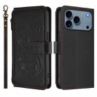 For iPhone 17 Pro Butterfly Love Flower Multi-card Zipper Wallet Leather Phone Case(Black) - 2