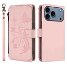 For iPhone 17 Pro Butterfly Love Flower Multi-card Zipper Wallet Leather Phone Case(Pink) - 2