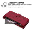 For iPhone 17 Butterfly Love Flower Multi-card Zipper Wallet Leather Phone Case(Wine Red) - 3