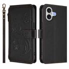 For iPhone 17 Butterfly Love Flower Multi-card Zipper Wallet Leather Phone Case(Black) - 2