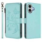 For iPhone 17 Butterfly Love Flower Multi-card Zipper Wallet Leather Phone Case(Mint Green) - 2