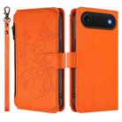 For iPhone 17 Air Butterfly Love Flower Multi-card Zipper Wallet Leather Phone Case(Orange) - 2
