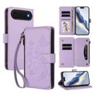 For iPhone 17 Air Butterfly Love Flower Multi-card Zipper Wallet Leather Phone Case(Light Purple) - 1