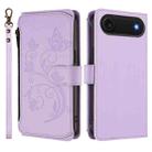For iPhone 17 Air Butterfly Love Flower Multi-card Zipper Wallet Leather Phone Case(Light Purple) - 2