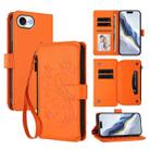 For iPhone 16e Butterfly Love Flower Multi-card Zipper Wallet Leather Phone Case(Orange) - 1