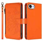 For iPhone 16e Butterfly Love Flower Multi-card Zipper Wallet Leather Phone Case(Orange) - 2