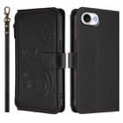 For iPhone 16e Butterfly Love Flower Multi-card Zipper Wallet Leather Phone Case(Black) - 2