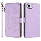 For iPhone 16e Butterfly Love Flower Multi-card Zipper Wallet Leather Phone Case(Light Purple) - 2