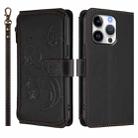 For iPhone 16 Pro Max Butterfly Love Flower Multi-card Zipper Wallet Leather Phone Case(Black) - 2