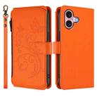For iPhone 16 Plus Butterfly Love Flower Multi-card Zipper Wallet Leather Phone Case(Orange) - 2