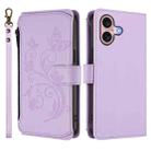 For iPhone 16 Plus Butterfly Love Flower Multi-card Zipper Wallet Leather Phone Case(Light Purple) - 2