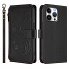 For iPhone 15 Pro Butterfly Love Flower Multi-card Zipper Wallet Leather Phone Case(Black) - 2