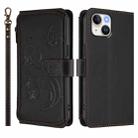For iPhone 15 Plus Butterfly Love Flower Multi-card Zipper Wallet Leather Phone Case(Black) - 2