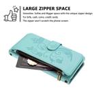 For iPhone 15 Plus Butterfly Love Flower Multi-card Zipper Wallet Leather Phone Case(Mint Green) - 3