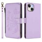 For iPhone 14 / 13 Butterfly Love Flower Multi-card Zipper Wallet Leather Phone Case(Light Purple) - 2