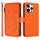 For iPhone 14 Pro Max Butterfly Love Flower Multi-card Zipper Wallet Leather Phone Case(Orange) - 2