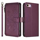 For iPhone 7 / 8 / SE 2022 Butterfly Love Flower Multi-card Zipper Wallet Leather Phone Case(Dark Purple) - 2