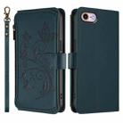 For iPhone 7 / 8 / SE 2022 Butterfly Love Flower Multi-card Zipper Wallet Leather Phone Case(Dark Green) - 2