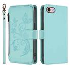 For iPhone 7 / 8 / SE 2022 Butterfly Love Flower Multi-card Zipper Wallet Leather Phone Case(Mint Green) - 2