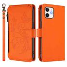 For iPhone 12 / 12 Pro Butterfly Love Flower Multi-card Zipper Wallet Leather Phone Case(Orange) - 2