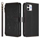 For iPhone 12 / 12 Pro Butterfly Love Flower Multi-card Zipper Wallet Leather Phone Case(Black) - 2
