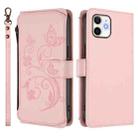 For iPhone 12 / 12 Pro Butterfly Love Flower Multi-card Zipper Wallet Leather Phone Case(Pink) - 2