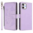 For iPhone 12 / 12 Pro Butterfly Love Flower Multi-card Zipper Wallet Leather Phone Case(Light Purple) - 2