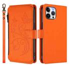 For iPhone 12 Pro Max Butterfly Love Flower Multi-card Zipper Wallet Leather Phone Case(Orange) - 2