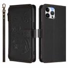 For iPhone 12 Pro Max Butterfly Love Flower Multi-card Zipper Wallet Leather Phone Case(Black) - 2