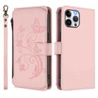 For iPhone 12 Pro Max Butterfly Love Flower Multi-card Zipper Wallet Leather Phone Case(Pink) - 2