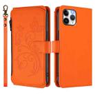For iPhone 11 Pro Max Butterfly Love Flower Multi-card Zipper Wallet Leather Phone Case(Orange) - 2