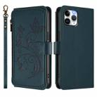 For iPhone 11 Pro Max Butterfly Love Flower Multi-card Zipper Wallet Leather Phone Case(Dark Green) - 2