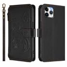 For iPhone 11 Pro Max Butterfly Love Flower Multi-card Zipper Wallet Leather Phone Case(Black) - 2