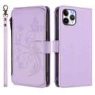 For iPhone 11 Pro Max Butterfly Love Flower Multi-card Zipper Wallet Leather Phone Case(Light Purple) - 2