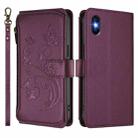 For iPhone X / XS Butterfly Love Flower Multi-card Zipper Wallet Leather Phone Case(Dark Purple) - 2
