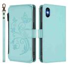 For iPhone X / XS Butterfly Love Flower Multi-card Zipper Wallet Leather Phone Case(Mint Green) - 2