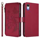 For iPhone XR Butterfly Love Flower Multi-card Zipper Wallet Leather Phone Case(Wine Red) - 2