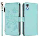 For iPhone XR Butterfly Love Flower Multi-card Zipper Wallet Leather Phone Case(Mint Green) - 2