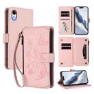For iPhone XR Butterfly Love Flower Multi-card Zipper Wallet Leather Phone Case(Pink) - 1