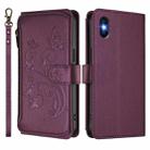 For iPhone XS Max Butterfly Love Flower Multi-card Zipper Wallet Leather Phone Case(Dark Purple) - 2